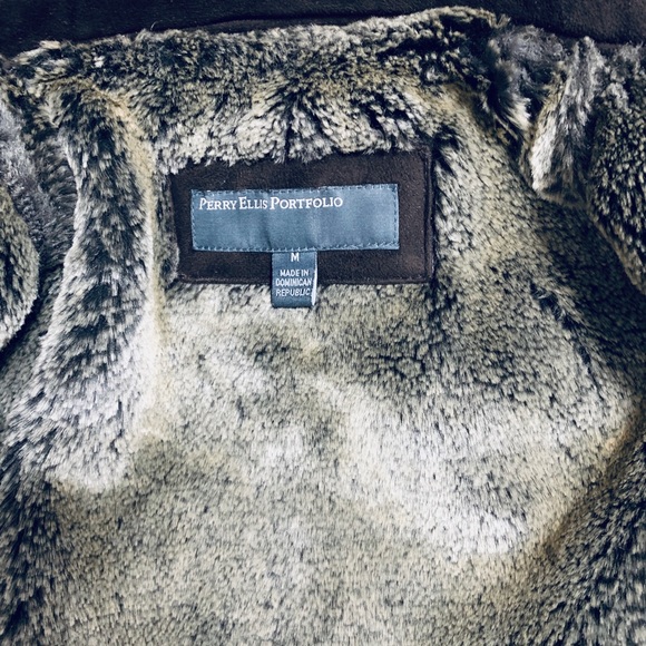 Portfolio Brown Faux Suede Fur Lining Zip Jacket - Picture 8 of 8